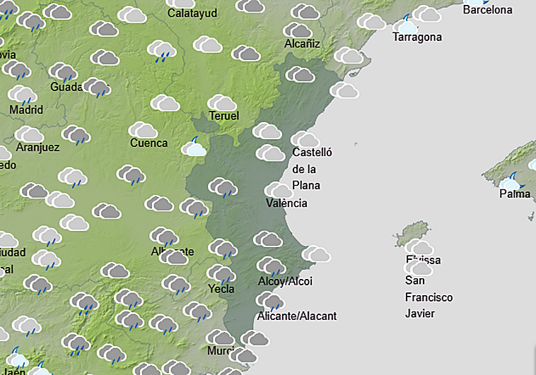 Aemet anuncia un cambio en el tiempo y el regreso de las lluvias a la Comunitat y señala las zonas donde caerán
