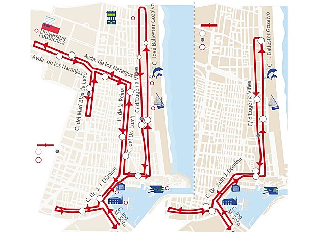 Recorrido de la carrera de 15 kilómetros a la izquierda y de 7,5km a la derecha.