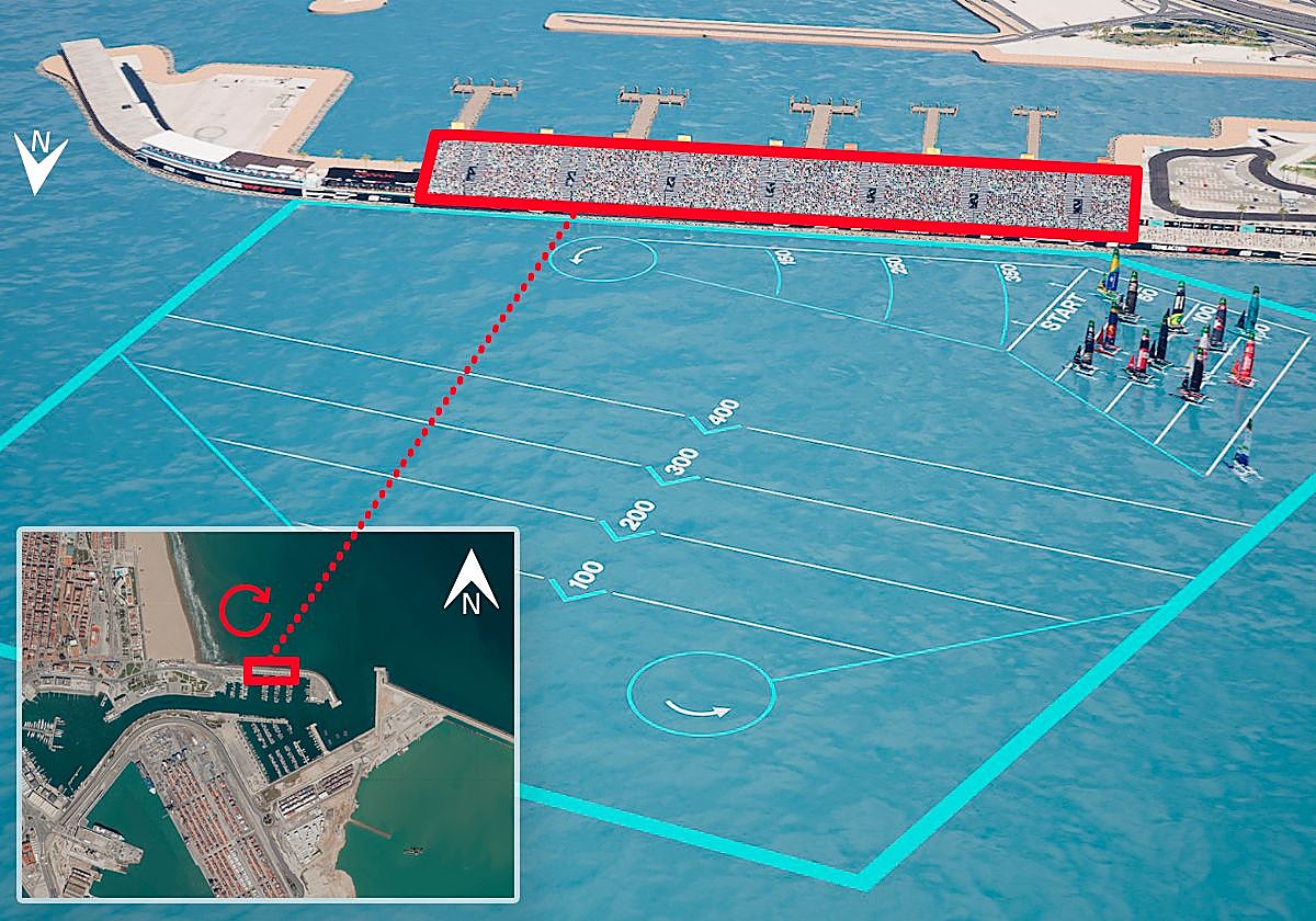 La gigantesca grada en un punto estratégico que acercará la SailGP a Valencia