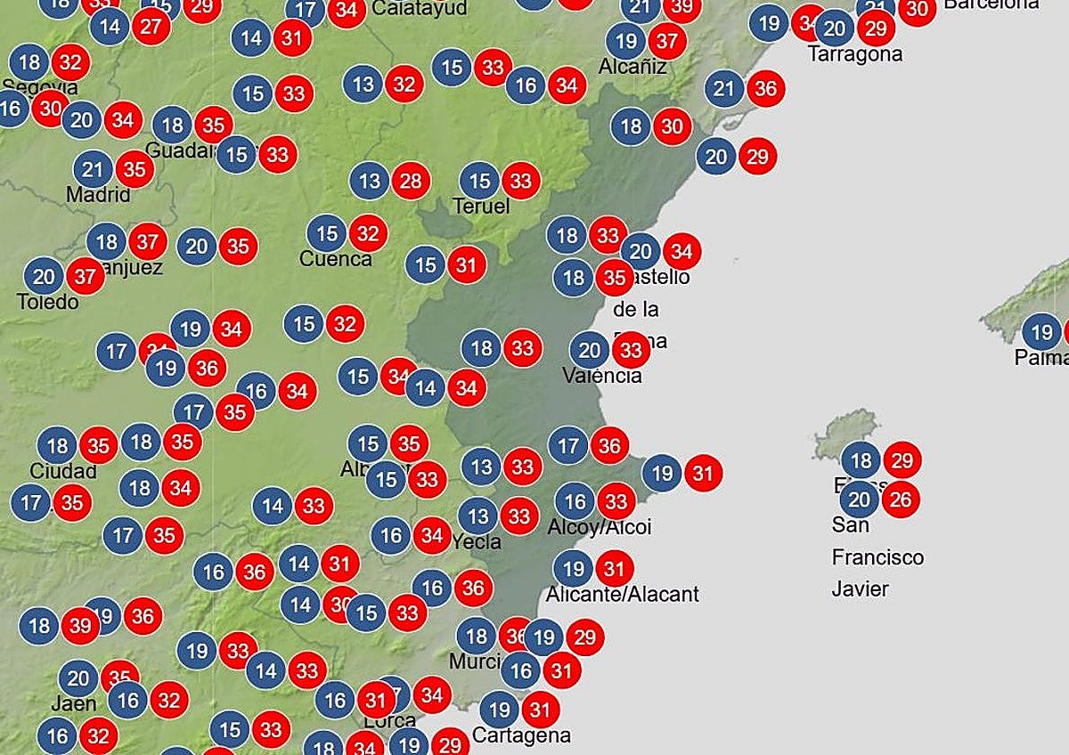 Aemet avisa de que lo peor de la ola de calor está por llegar a la Comunitat: hasta 36 grados