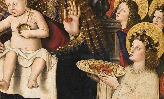 Maestro de la Porciúncula, Virgen de la Porciúncula (detalle), c. 1450, Museu Nacional d'Art de Catalunya