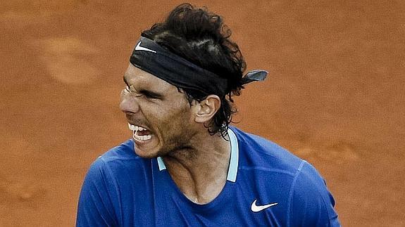 Nadal celebra un punto.