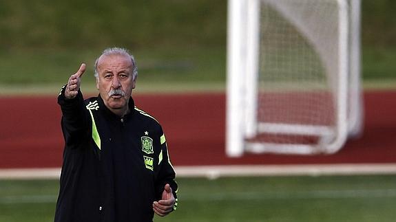 Del Bosque, durante un entrenamiento. 