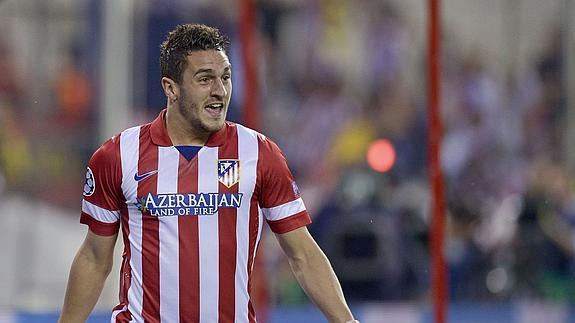 Koke, celebrando un gol.