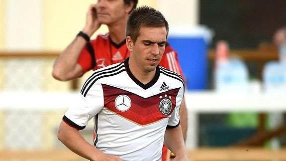 Lahm, durante un entrenamiento con la selección alemana.