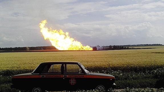Explosión de un gaseoducto en la región de Poltava (Ucrania).