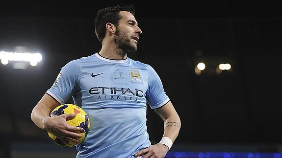 Negredo, durante un partido del Manchester City. 