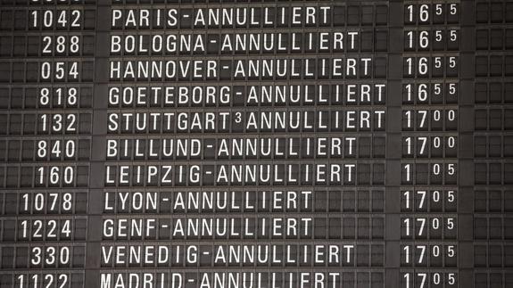 Vuelos cancelados la semana pasada en el aeropuerto de Fráncfort. 