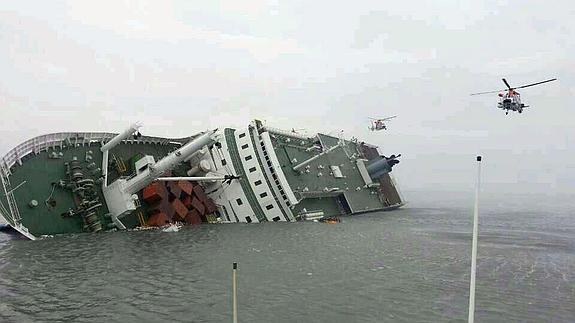 Momento del hundimiento del Sewol. 