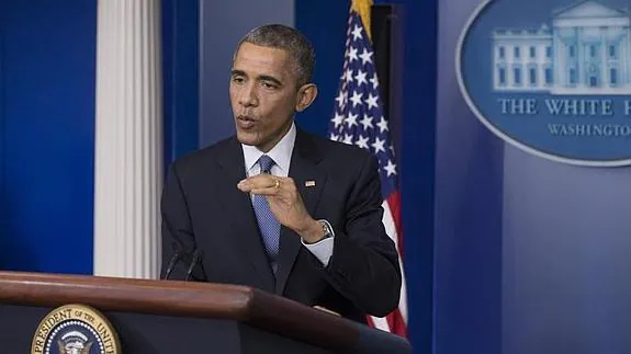 El presidente estadounidense, Barack Obama , ofrece una rueda de prensa en la Casa Blanca. 
