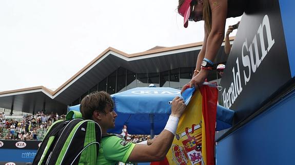 David Ferrer, tras su victoria ante Stajovsky. 