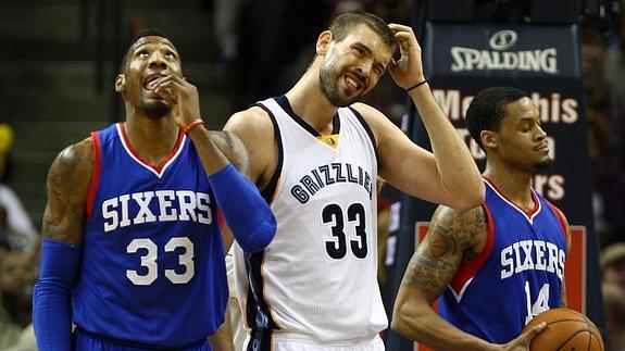 Marc Gasol, durante el partido disputado entre los Grizzlies y los Sixers. 