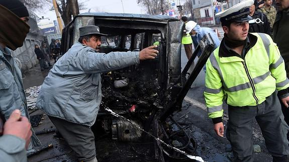 Lugar del atentado en Kabul. 