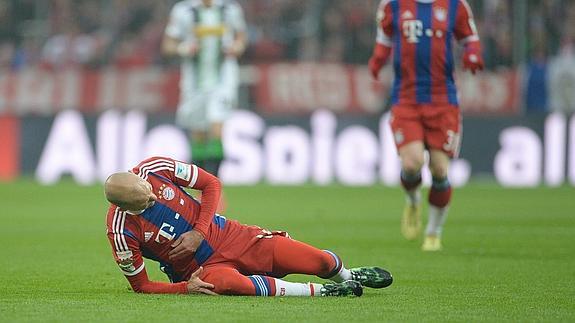 Robben, en el momento de la lesión. 