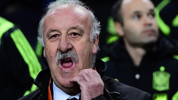 Vicente del Bosque, durante el partido. 