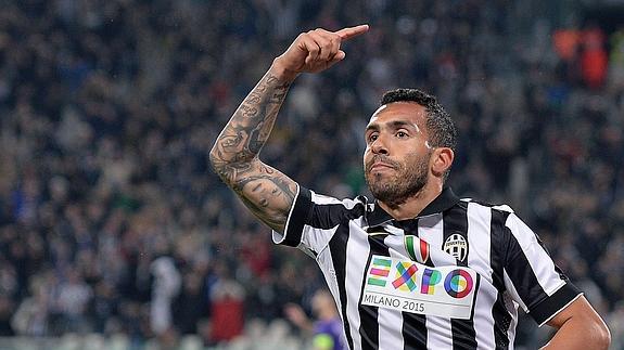 Carlos Tévez, en un partido con la Juventus. 