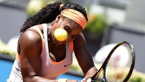 Serena Williams, durante su partido ante Carla Suárez. 