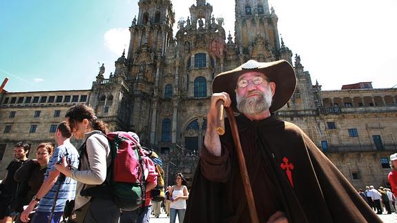 Juan Carlos Lema Balsas, 'Zapatones', en la Plaza del Obradoiro.