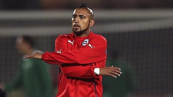 Arturo Vidal, en un entrenamiento con la selección chilena. 