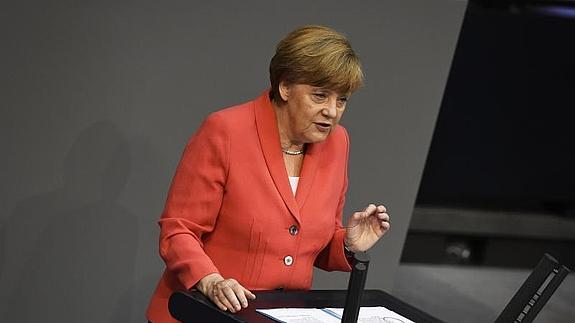 Merkel, en el Parlamento alemán. 