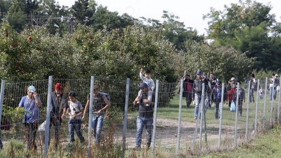 Refugiados en la frontera de Serbia con Hungría. 