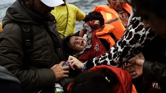 Rescate frente a las costas de Lesbos, en Grecia.