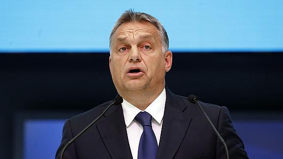 El primer ministro húngaro, Viktor Orban, durante la cumbre del PP europeo.