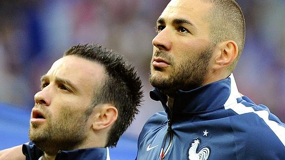 Benzema y Valbuena, con la selección. 