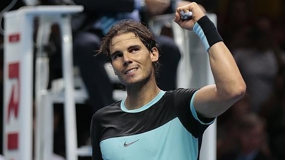 Nadal celebra su victoria sobre Murray. 