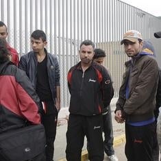 Varios de los quince sirios que permanecen en huelga de hambre.