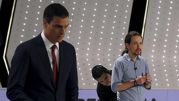 Pedro Sánchez y Pablo Iglesias, durante un debate televisivo.