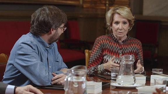 Esperanza Aguirre junto a Jordi Évole en 'Salvados'.