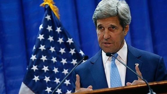 El secretario de Estado de EE UU, John Kerry, en Bagdad.