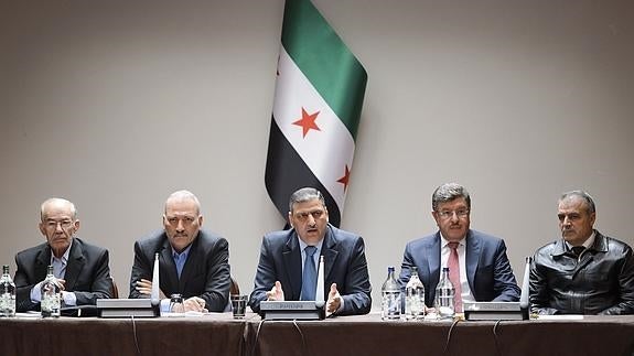 Miembros de la delegación siria. 