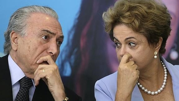 La presidenta brasileña, Dilma Rousseff, y el vicepresidente Michel Temer.