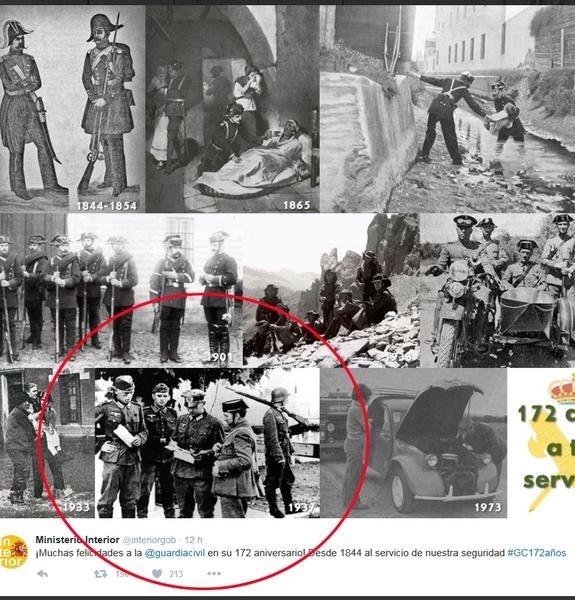 Interior felicita a la Benemérita con una foto de un guardia civil con soldados nazis