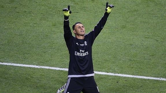 Keylor Navas, tras ganar la Champions. 