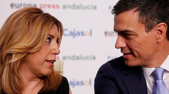 Susana Díaz y Pedro Sánchez, durante un acto en Sevilla. 