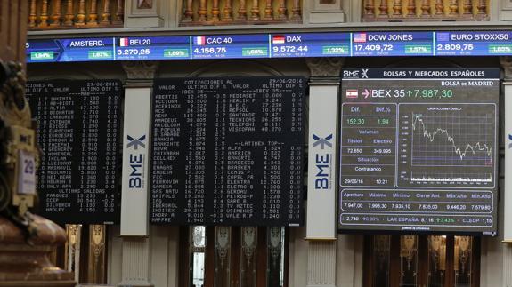 Interior de la Bolsa de Madrid. 