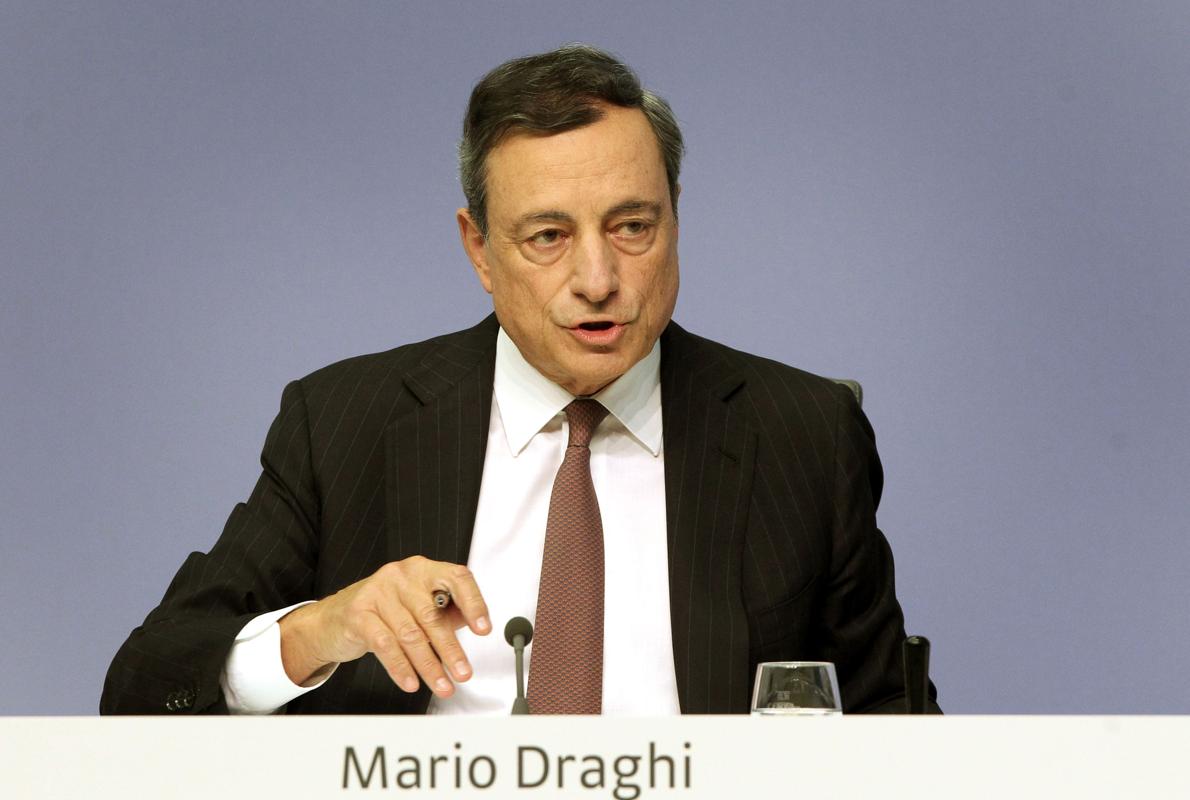 El presidente del BCE, Mario Draghi, tras el consejo de gobierno de hoy.