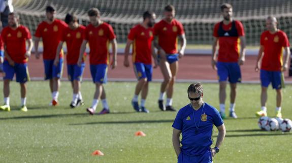 Lopetegui, durante un entrenamiento. 