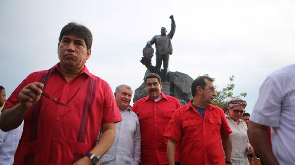 Maduro, durante el acto de inauguración de la estatua de Hugo Chávez. 