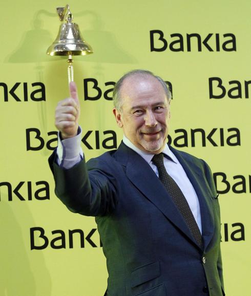 El expresidente de Bankia, Rodrigo Rato, durante la salida a Bolsa de la entidad.