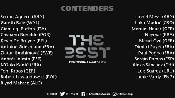 Los 23 candidatos al premio 'The Best'. 