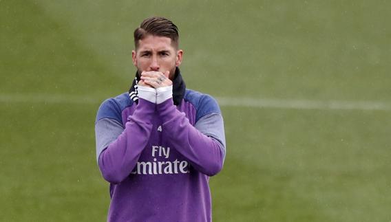 Sergio Ramos, en un entrenamiento. 