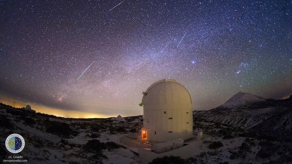 Lluvia de Gemínidas, desde los observatorios del Teide y de Granada.