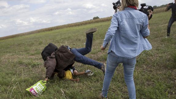 Petra Laszlo en el momento de la agresión.