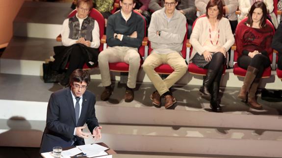 Carles Puigdemont, durante su aparición televisiva en TV-3.