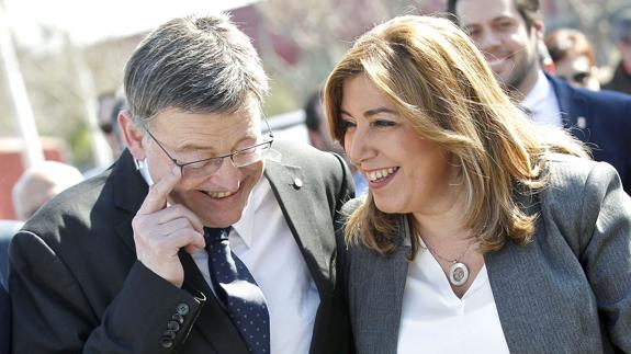 Ximo Puig y Susana Díaz, en Mislata.