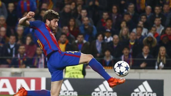 Sergi Roberto marca el 6-1 al PSG. 